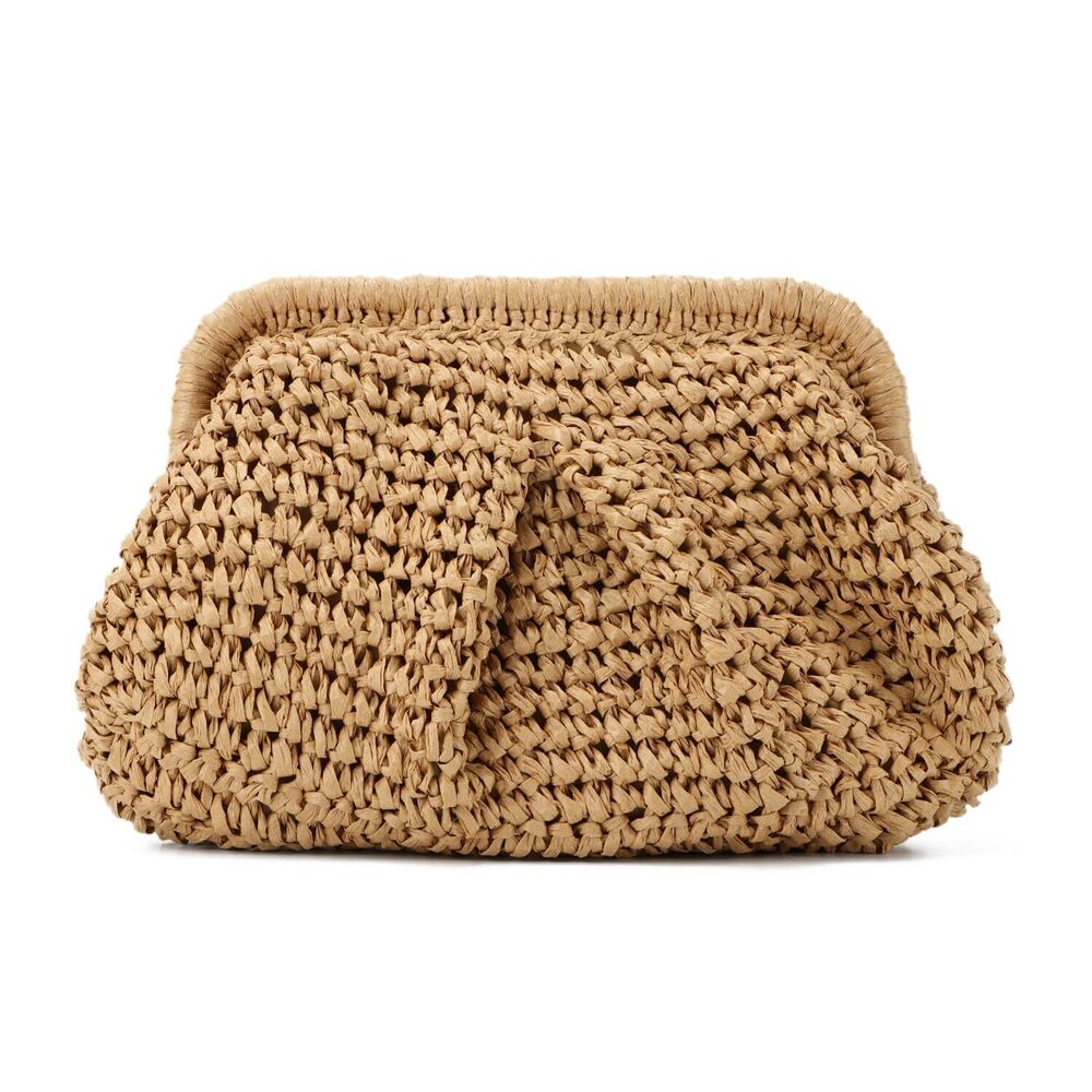 Straw Clutch Purses for Women Woven Dumpling Bag Summer Beach Clutch